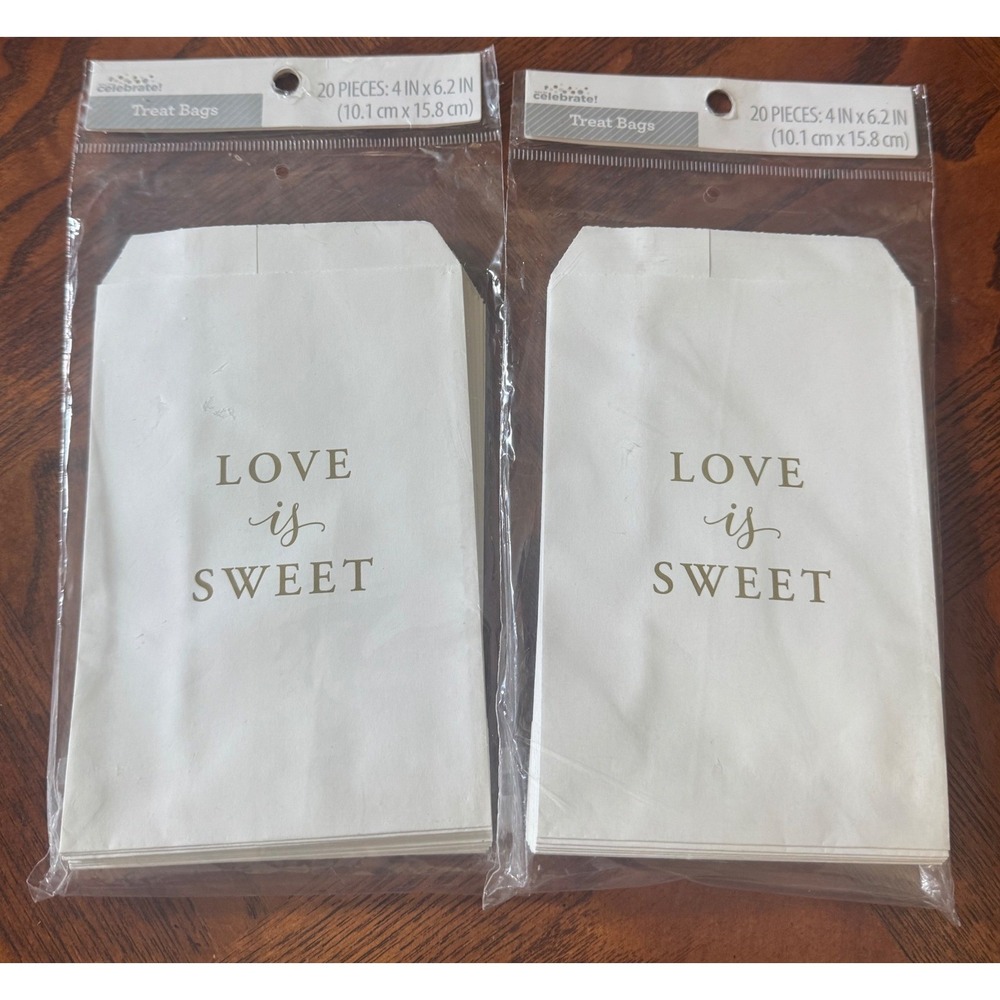Way to Celebrate Treat Bags White Love Is Sweet Gold 40ct Wedding Favor Bag